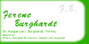 ferenc burghardt business card